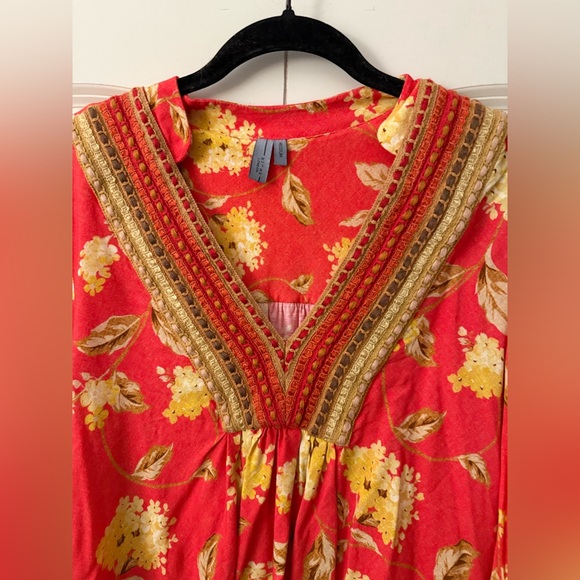 Anthropologie BI-NK Stephanie V-Neck Balloon Sleeve Top - Picture 4 of 9